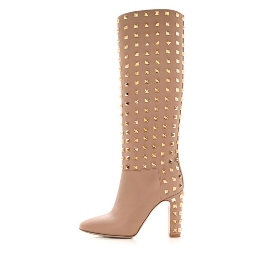 VALENTINO GARAVANI Rockstud All Over Tall Boots EU 36 US 6 Studs Heels